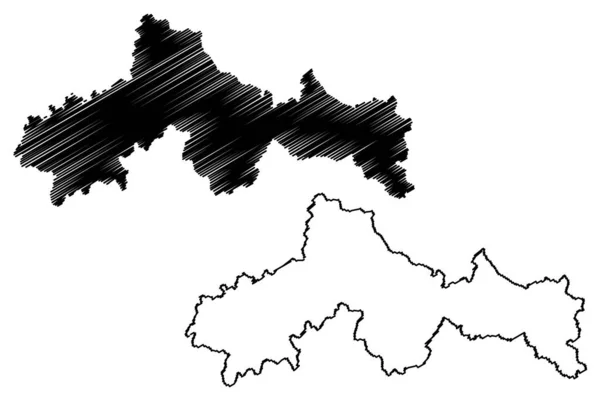 Etah区 印度共和国北方邦 地图矢量图解 速写草图 — 图库矢量图片
