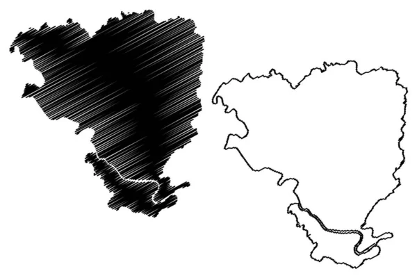 District Etawah État Uttar Pradesh République Inde Illustration Vectorielle Carte — Image vectorielle