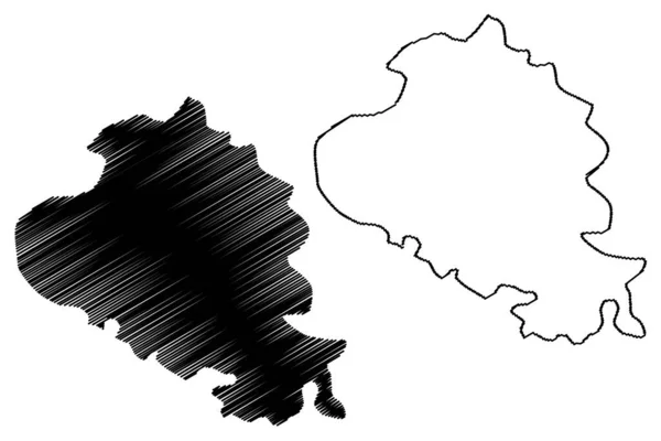 Faridabad District Haryana State Republic India Map Vector Illustrch Scribble — стоковий вектор