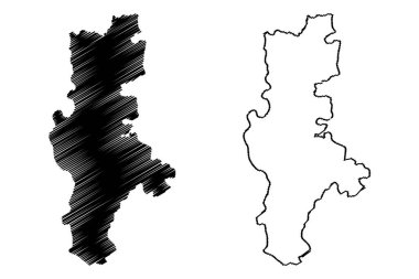 Gadchiroli ilçesi (Maharashtra Eyaleti, Nagpur Bölgesi, Hindistan Cumhuriyeti) harita vektör çizimi, çizim çizimi Gadchiroli haritası
