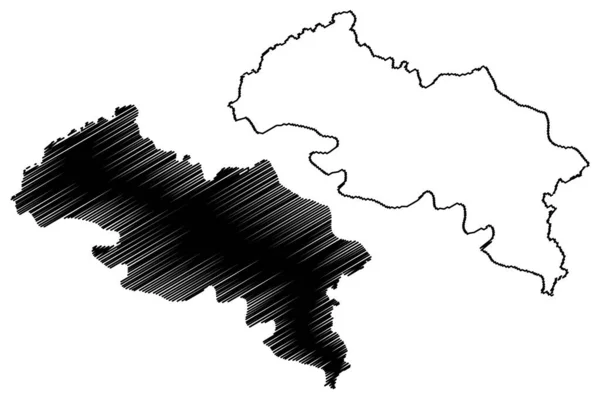 Distrikt Fatehpur Bundesstaat Uttar Pradesh Republik Indien Kartenvektorillustration Kritzelskizze Fatehpur — Stockvektor