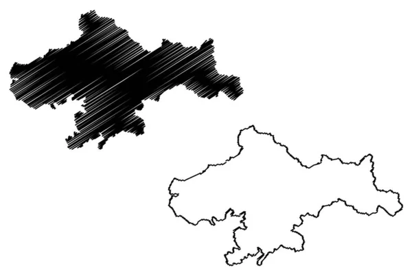 Distretto Ganderbal Jammu Kashmir Territorio Unione Repubblica Dell India Mappa — Vettoriale Stock