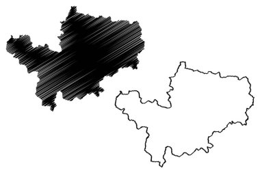 Gaziabad ilçesi (Uttar Pradesh State, Hindistan Cumhuriyeti) harita vektör çizimi, çizim çizimi Gaziabad haritası