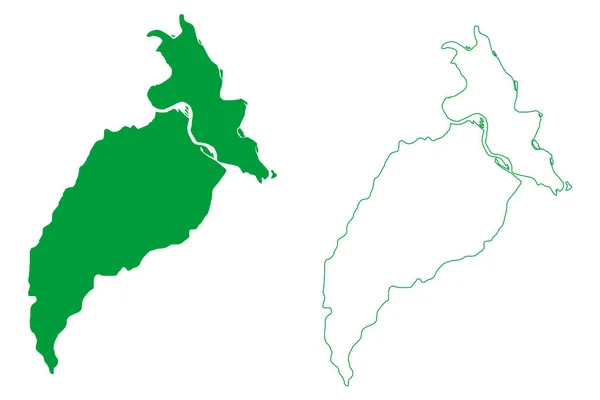 ウアリーニ自治体 アマゾン州 ブラジルの自治体 ブラジル連邦共和国 地図ベクトル図 スクリブルスケッチウアリーニ地図 — ストックベクタ