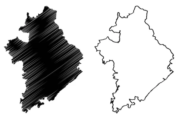 Ganjam区 印度共和国Odisha邦 地图矢量图解 速写草图Ganjam地图 — 图库矢量图片