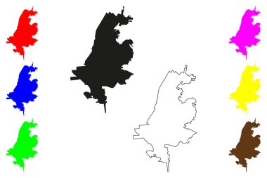 Monclova şehri (Amerika Birleşik Devletleri, Meksika, Coahuila Eyaleti) harita vektör çizimi, çizim Monclova haritası