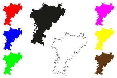 Pachuca şehri (ABD, Meksika, Meksika, Hidalgo State) harita vektör çizimi, çizim Njunthe veya Pachuca de Soto haritası