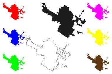 Zamora şehri (Amerika Birleşik Devletleri, Meksika, Michoacan Eyaleti) harita vektör çizimi, çizim Zamora de Hidalgo haritası