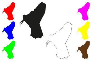 Essaouira şehri (Fas Krallığı) harita vektör çizimi, kroki çizimi Mogador haritası