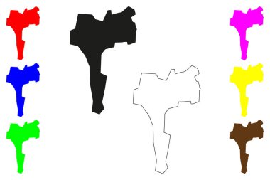 Bago şehri (Myanmar Birliği Cumhuriyeti, Burma) harita vektör illüstrasyonu, çizim Pegu, Hanthawaddy haritası