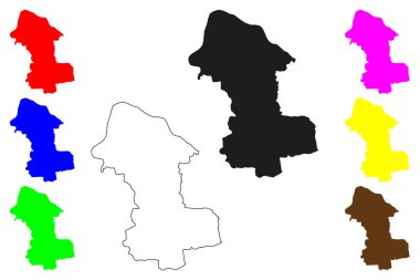 Lalitpur şehri (Nepal Federal Demokratik Cumhuriyeti) harita vektör çizimi, çizim çizimi Lalitpur haritası