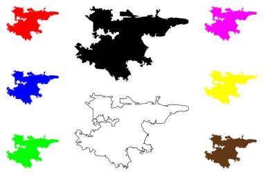 Warri şehri (Nijerya Federal Cumhuriyeti, Delta State) harita vektör çizimi, çizim Warri haritası