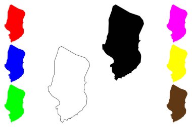 Dera İsmail Khan şehri (Pakistan İslam Cumhuriyeti) harita vektör çizimi, çizim D.I. Han haritası