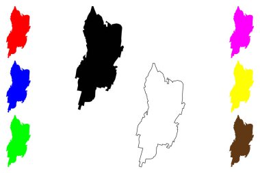 Cherkessk şehri (Rusya, Rusya Federasyonu) harita vektör çizimi, çizim Cherkessk haritası