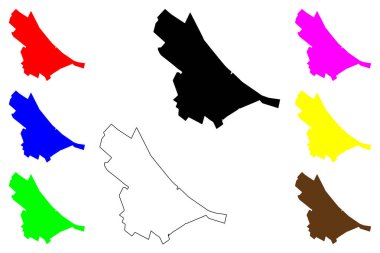 Kaspiysk şehri (Rusya, Rusya Federasyonu) harita vektör çizimi, karalama çizimi Kaspiysk haritası
