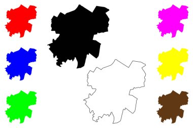 Neftekamsk şehri (Rusya, Rusya Federasyonu) harita vektör çizimi, çizim Neftekamsk haritası