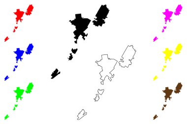 Noyabrsk şehri (Rusya, Rusya Federasyonu) harita vektör çizimi, çizim Noyabrsk haritası
