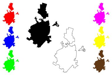 Puşkino şehri (Rusya, Rusya Federasyonu) harita vektör çizimi, çizim haritası Puşkino haritası