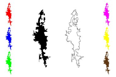 Yuzhno-Sakhalinsk şehri (Rusya, Rusya Federasyonu) harita vektör illüstrasyonu, kroki çizimi