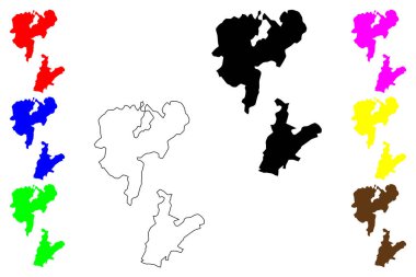 Zlatoust şehri (Rusya, Rusya Federasyonu) harita vektör çizimi, çizim çizimi Zlatoust haritası