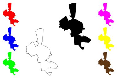 Sasolburg şehri (Güney Afrika Cumhuriyeti, RSA) harita vektör çizimi, çizim Sasolburg haritası