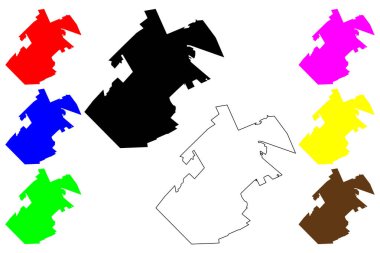 Rustenburg şehri (Güney Afrika Cumhuriyeti, RSA) harita vektör çizimi, çizim haritası