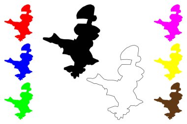 Jaen şehri (İspanya Krallığı) harita vektör illüstrasyonu, çizim Jan haritası,