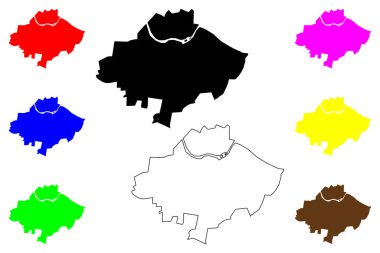 Logrono şehri (İspanya Krallığı) harita vektör çizimi, çizim çizimi Logrono haritası