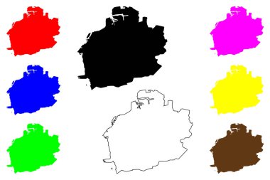 Malmö Şehri (İsveç Krallığı) harita vektör illüstrasyonu, çizim Malmö haritası