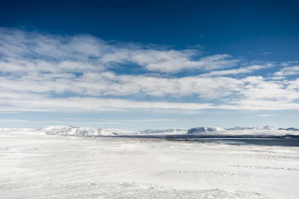 Paysage hivernal enneigé à Pingvellir, sud de l'Islande — Photo