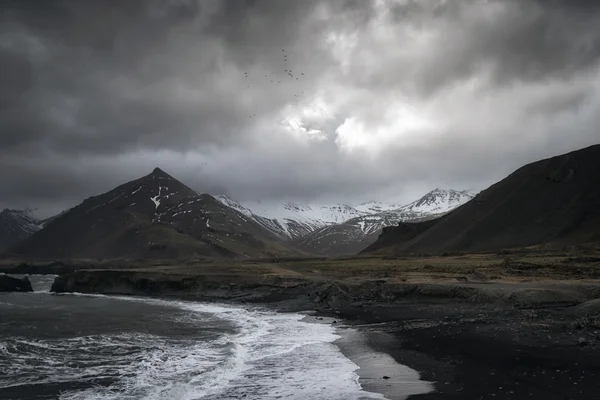 Deniz manzarası Stokknes alanında, İzlanda — Stok fotoğraf