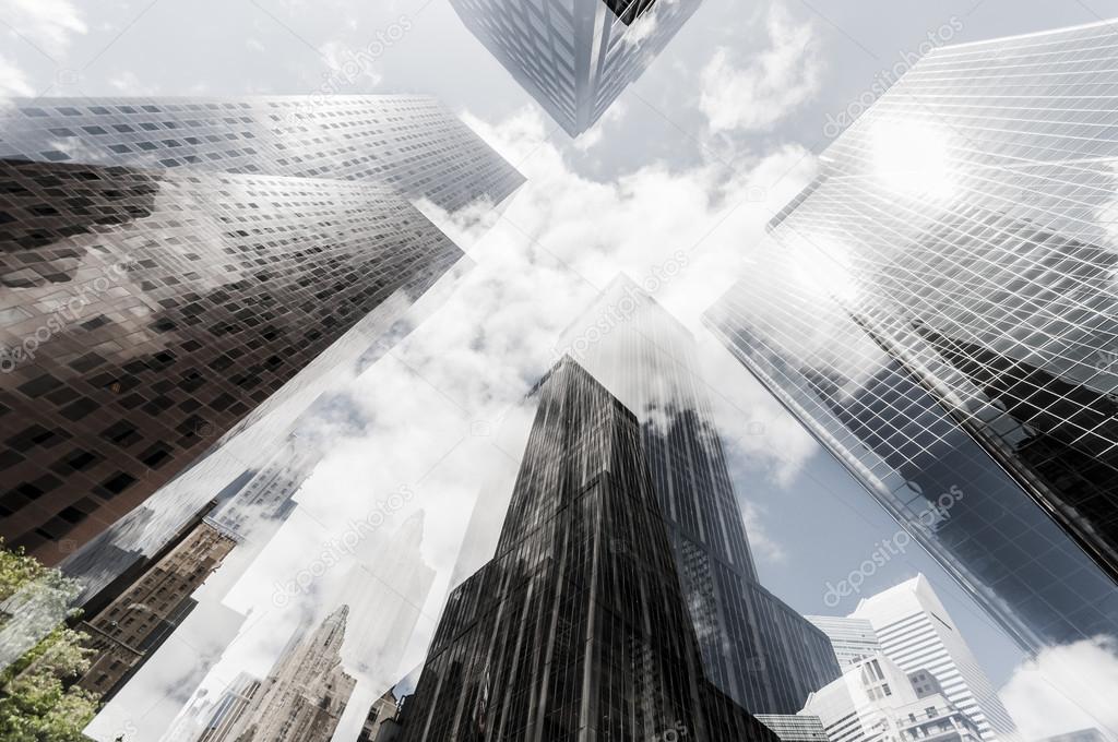 Building in NYC, double exposed