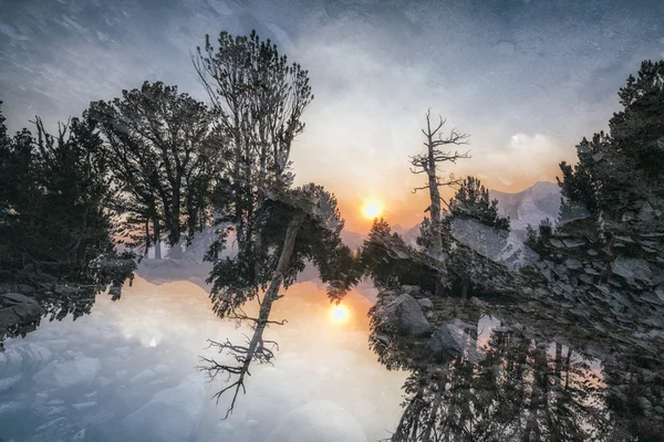 Landscape in the Sierra Nevada, double exposed — Stock Photo, Image