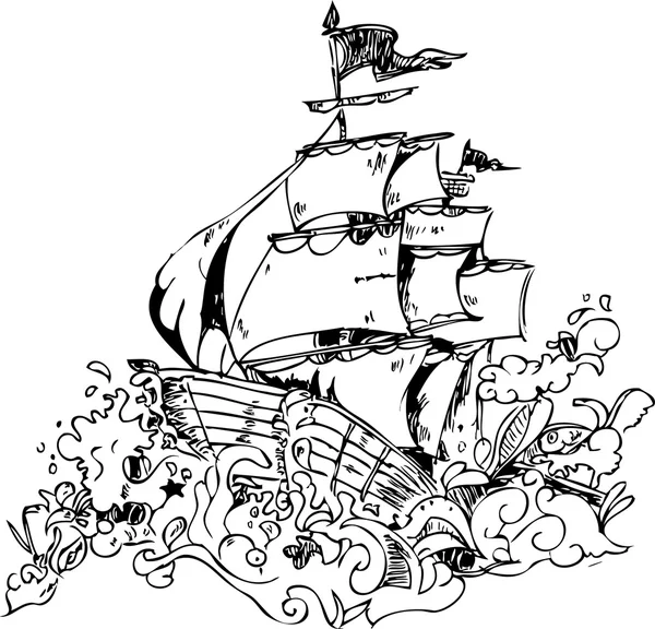 Sailing boat illustration — Stock Vector