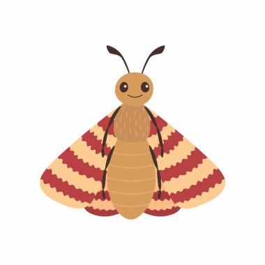 Karikatür güve böceği beyaz arkaplanda izole edildi