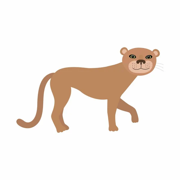 Puma puma eller bergslejon. vektor illustration isolerad på vit bakgrund. — Stock vektor