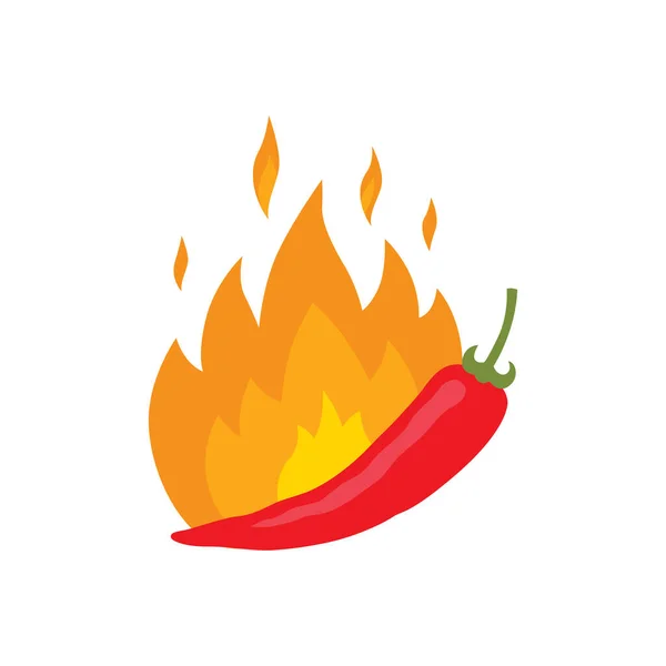 Hot chili pepper in fire. Vector illustration isolated. — Stock Vector