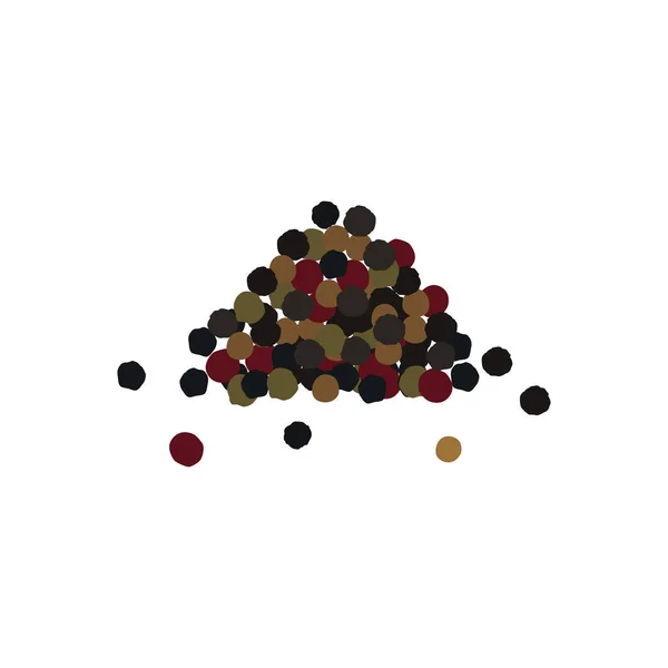 Montón de especias. Mezcla de pimienta. Pimienta negra, roja y blanca — Vector de stock