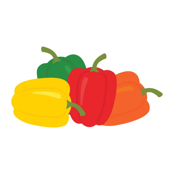 Set mit vier Paprika vorhanden. Gelber, roter, oranger und grüner Pfeffer. — Stockvektor