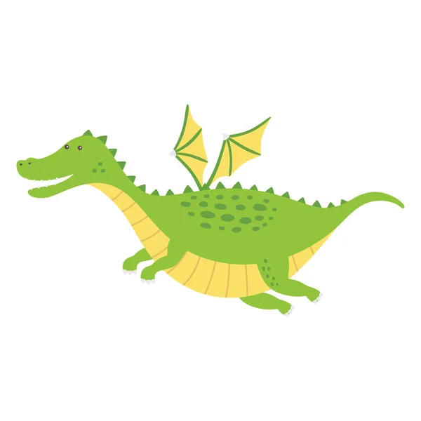 Lindo dragón gordo volando. Ilustración vectorial aislada. — Vector de stock
