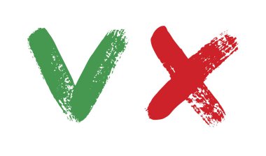 Beyaz arkaplanda X-kırmızı el yazısıyla yazılmış bir mektup. Akrilik renkler. Vektör İllüstrasyonu.