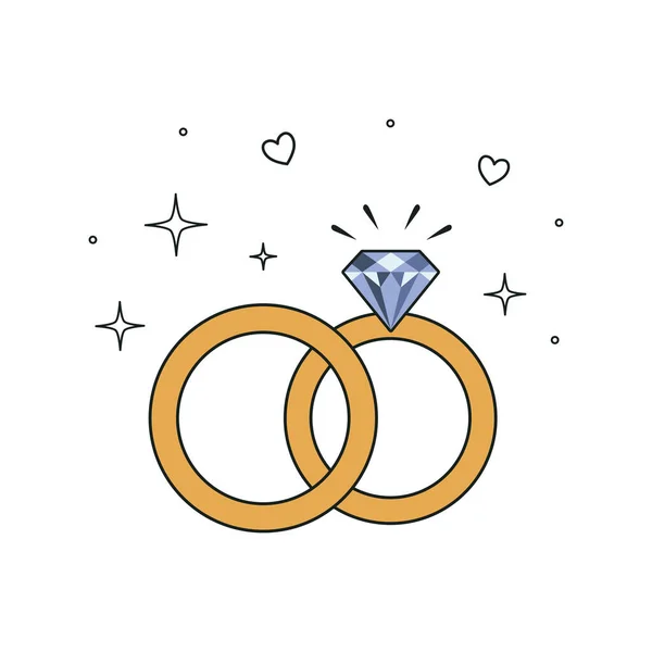 Icono de anillos de boda. Ilustración vectorial aislada sobre fondo blanco. — Archivo Imágenes Vectoriales