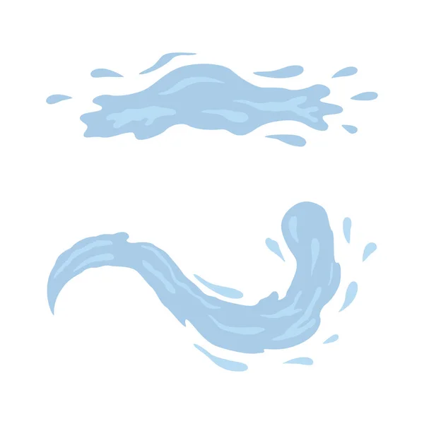 Acqua e icone goccia. Set onde blu e spruzzi d'acqua — Vettoriale Stock