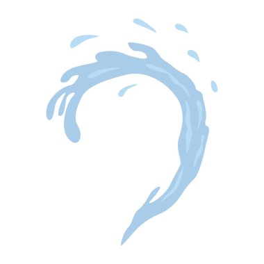 Mavi dalga ve su spreyi, hareketin vektör çizimlerinde doğanın dalgalı sembolleri.