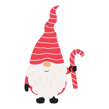 Şekerli şirin noel cücesi. Vektör illüstrasyonu.