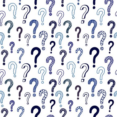 Doodle soru işaretleri ile sorunsuz vektör desen.