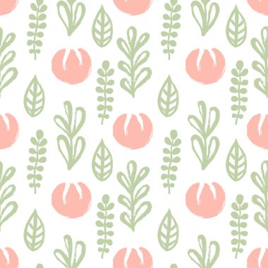 Elle çizilmiş çiçeklerle kusursuz desen. Vektör tasarımı.