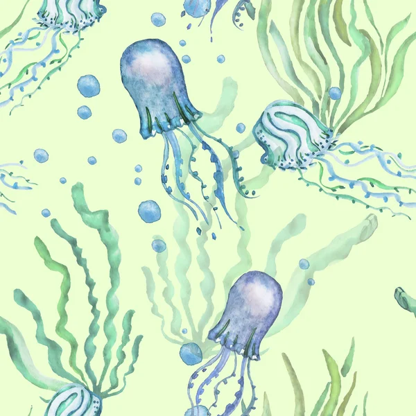 Des méduses. Aquarelle motif sans couture . — Photo