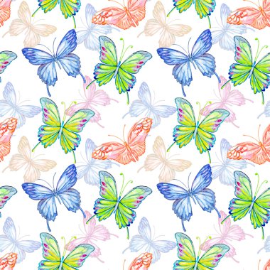 Kelebek. Sulu Boya Dikişsiz desen.