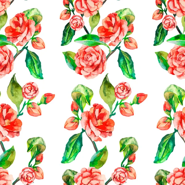 Camellia, Rose, motif floral sans couture . — Image vectorielle